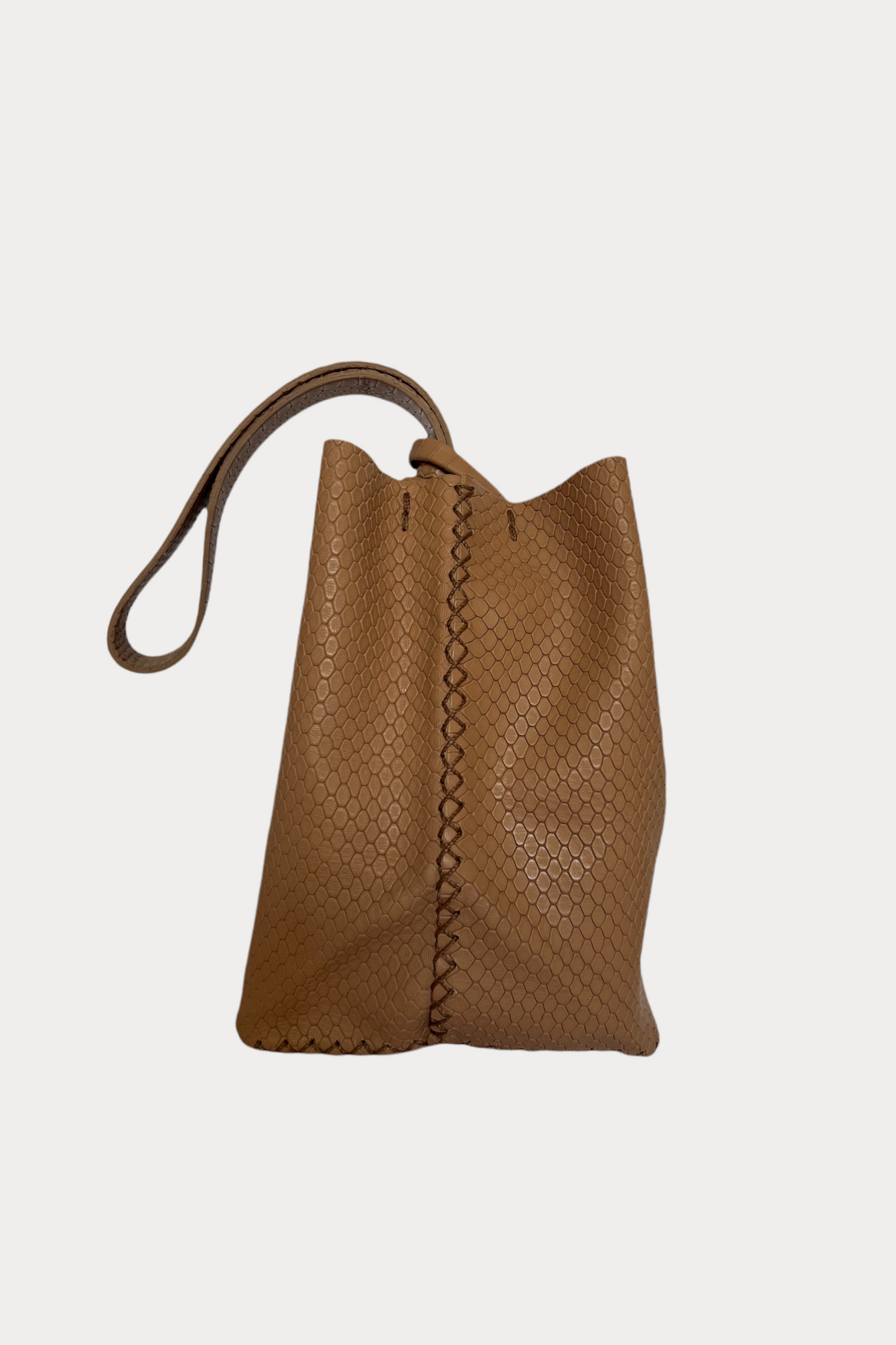 Volta Wristlet Bucket Bag - Nude Snakeskin