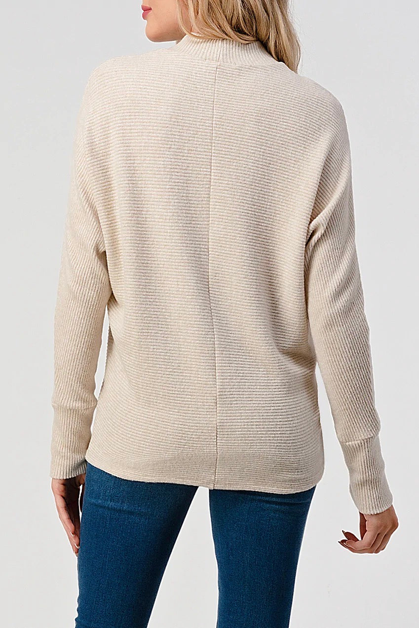 Brushed Rib Intermingled Oatmeal Top