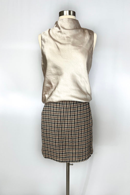 Houndstooth Plaid Skirt